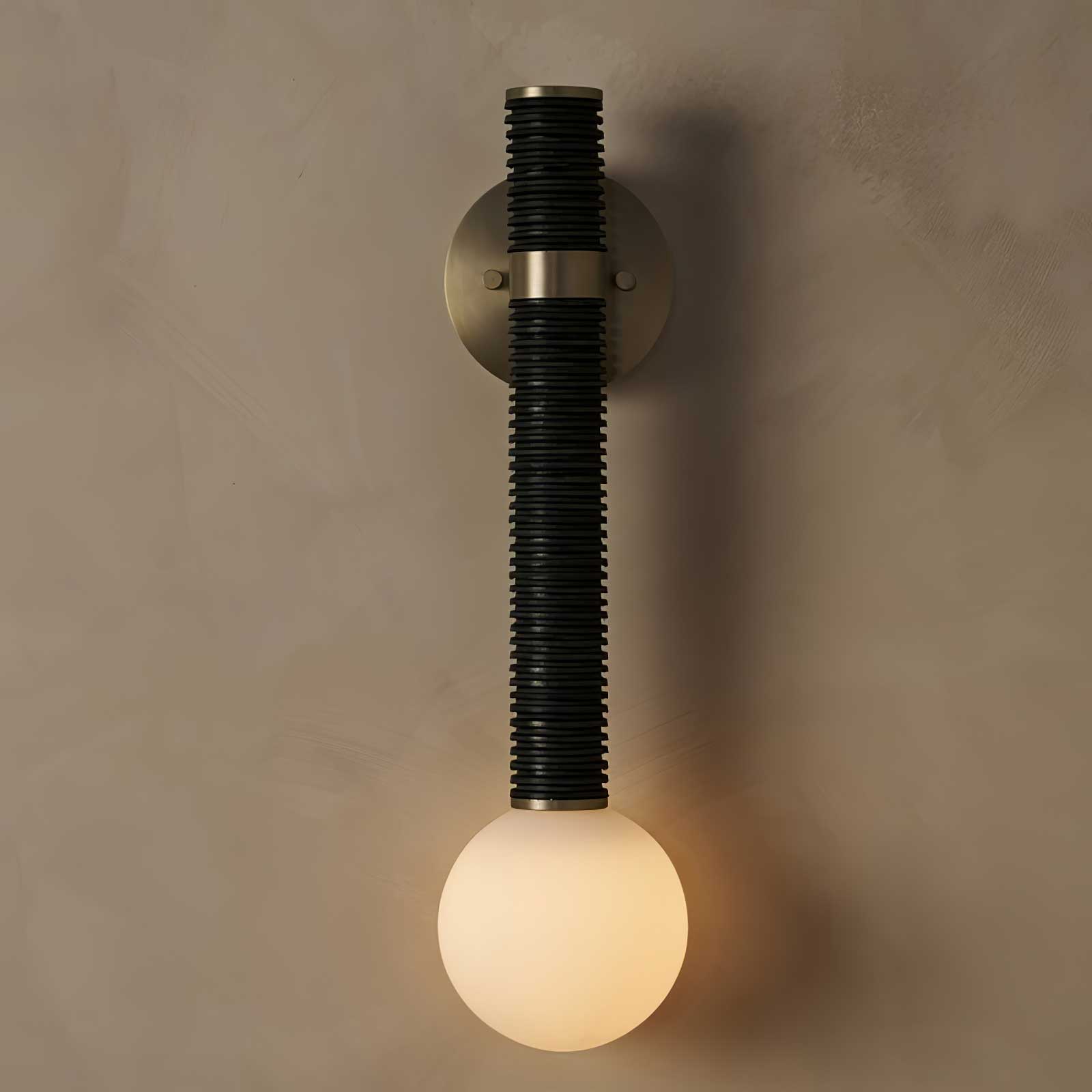 Elegant Modern Wall Sconce | Hand-Wound Leather and Opal Glass 6