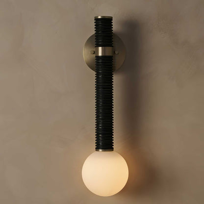 Elegant Modern Wall Sconce | Hand-Wound Leather and Opal Glass 6