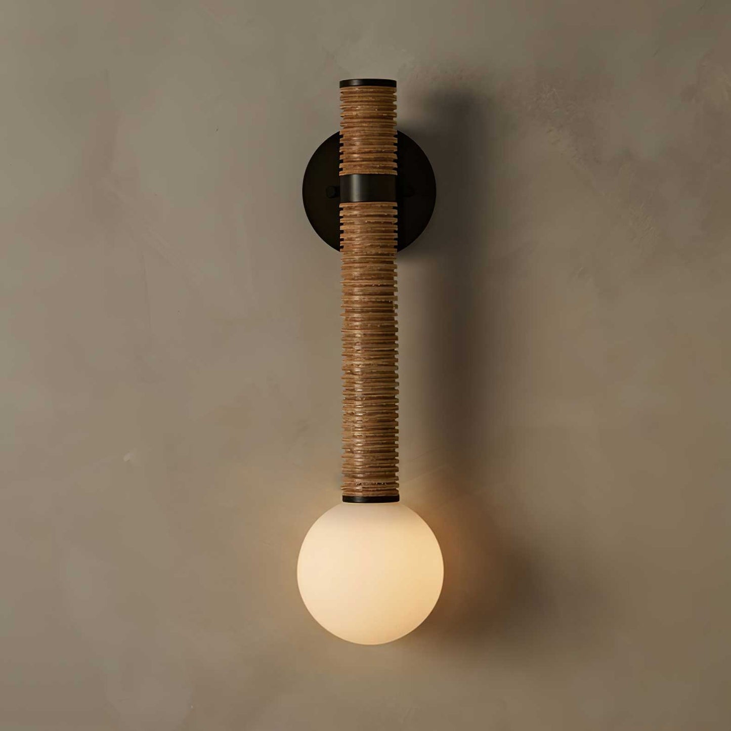 Elegant Modern Wall Sconce | Hand-Wound Leather and Opal Glass 8