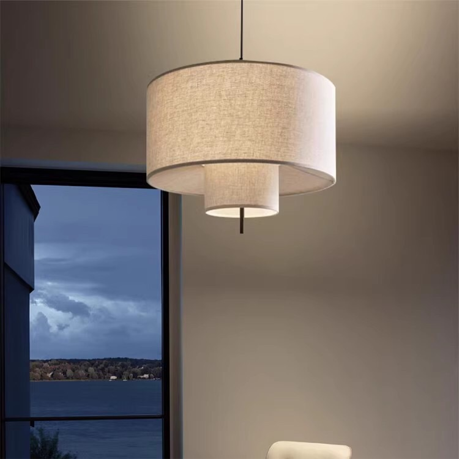 Elegant Pendant Lamp | Silk Shade with Warm LED Lighting for Kitchen and Home 1