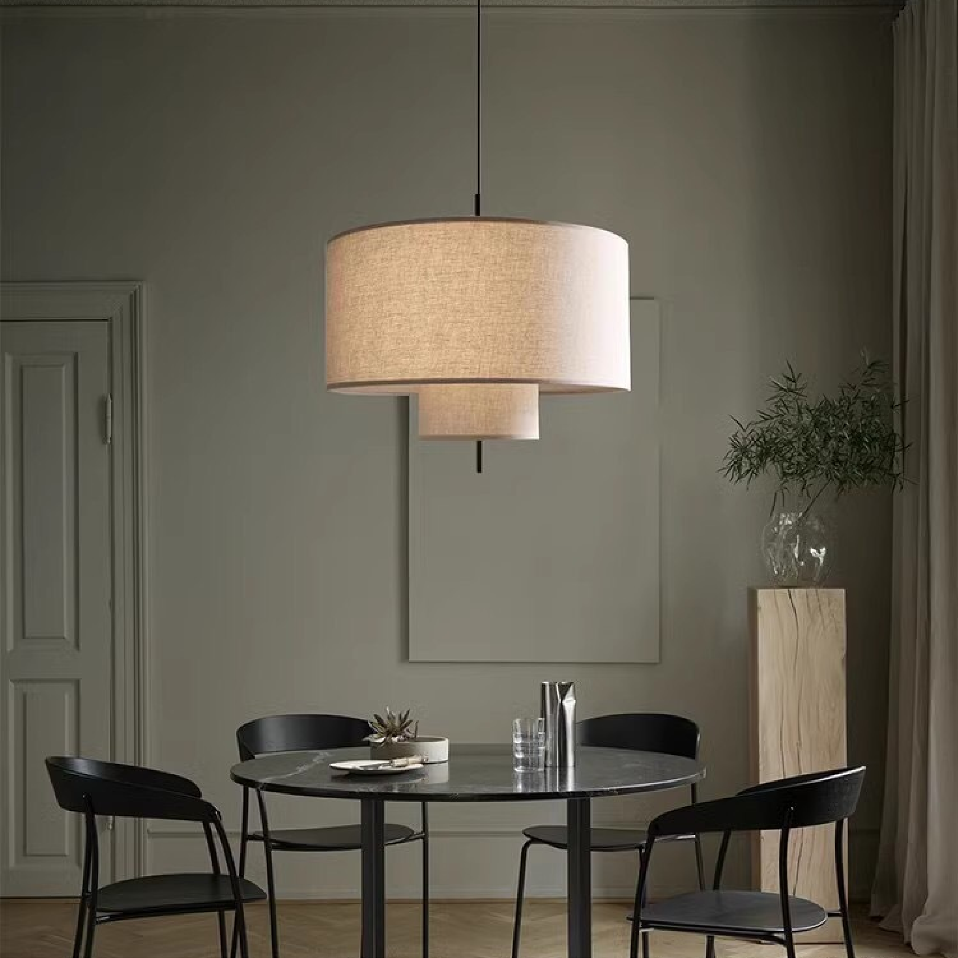 Elegant Pendant Lamp | Silk Shade with Warm LED Lighting for Kitchen and Home 2