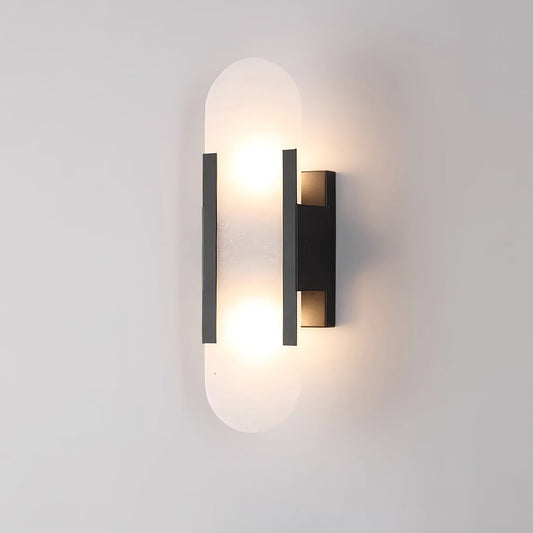 Elongated Wall Sconce | Handcrafted Alabaster with Brass Accents 1