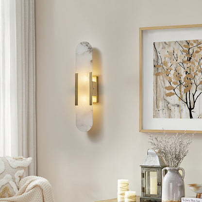 Elongated Wall Sconce | Handcrafted Alabaster with Brass Accents 5