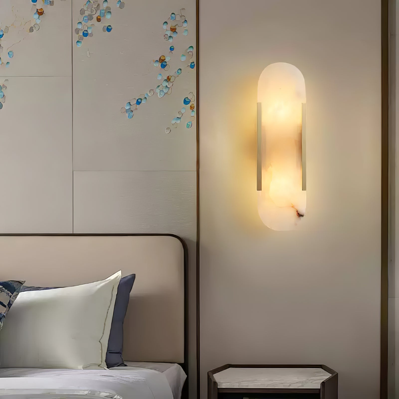 Elongated Wall Sconce | Handcrafted Alabaster with Brass Accents 8