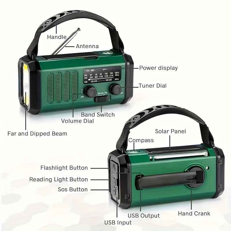 Emergency Radio | Solar & Hand Crank Powered with NOAA Alerts 4