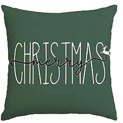Festive Green Cushion Cover | Merry Christmas Tree Print 45x45 cm 3