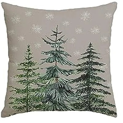 Festive Green Cushion Cover | Merry Christmas Tree Print 45x45 cm 5