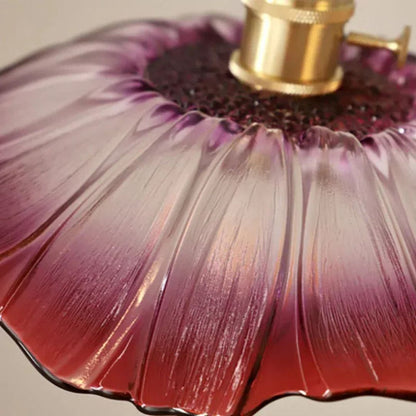 Flower Pendant Lamp | Ribbed Glass Shade with Gold Accent 6