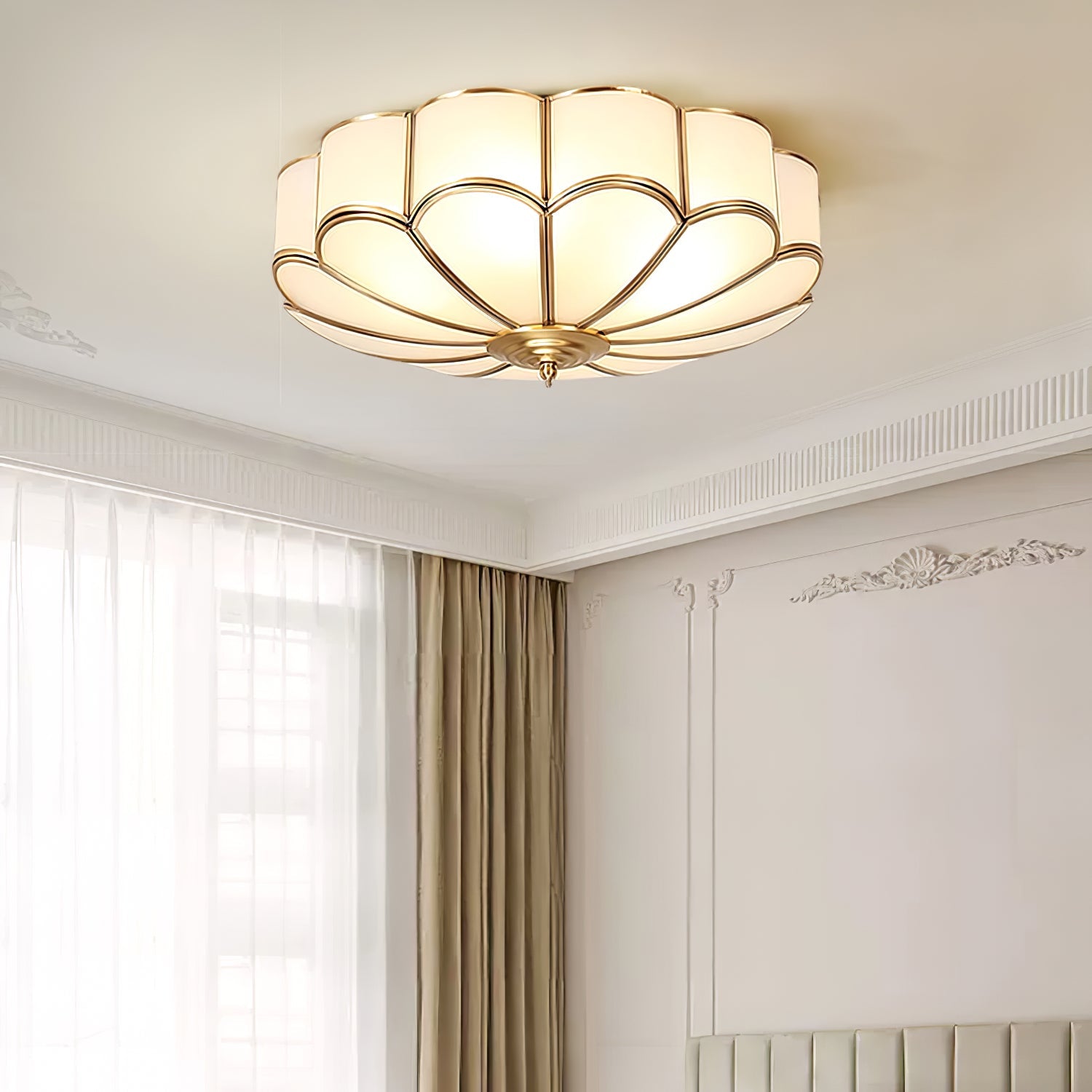 Flush Mount Ceiling Light | Elegant Flower Shape Design with Brass Finish 3