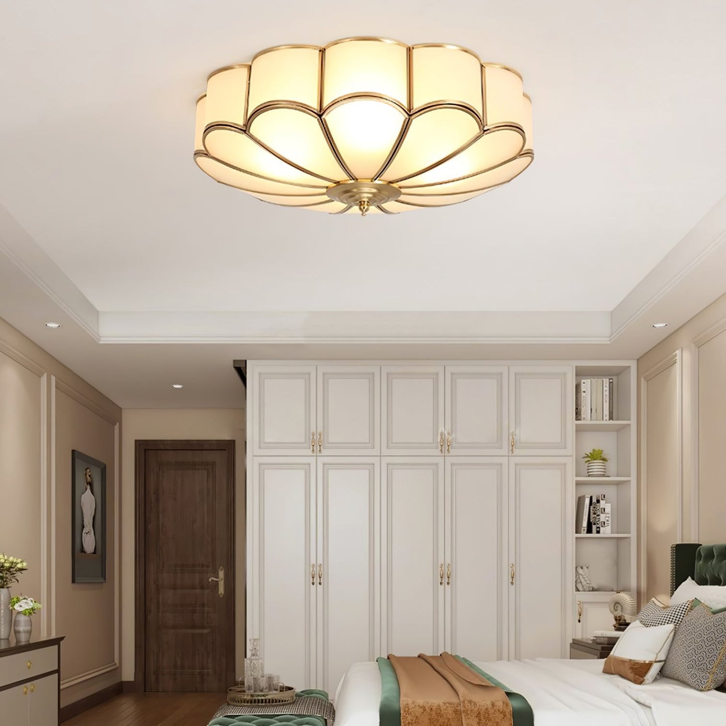 Flush Mount Ceiling Light | Elegant Flower Shape Design with Brass Finish 6