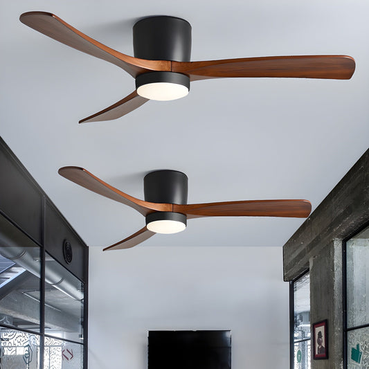 Flush Mount Ceiling Fan | Nordic Wooden Design with LED Lighting 1