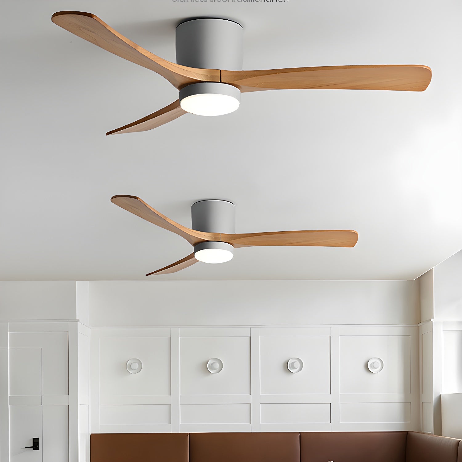 Flush Mount Ceiling Fan | Nordic Wooden Design with LED Lighting 8