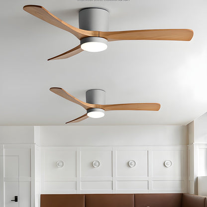 Flush Mount Ceiling Fan | Nordic Wooden Design with LED Lighting 8