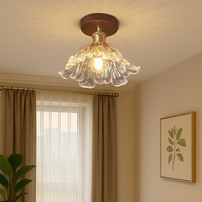 Flush Mount Ceiling Light | Artistic Flower Glass Design for Cozy Ambiance 0