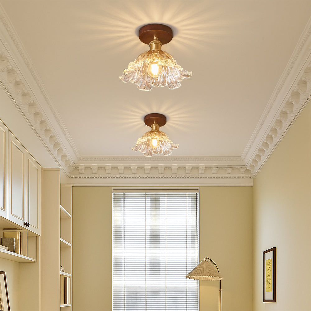 Flush Mount Ceiling Light | Artistic Flower Glass Design for Cozy Ambiance 1