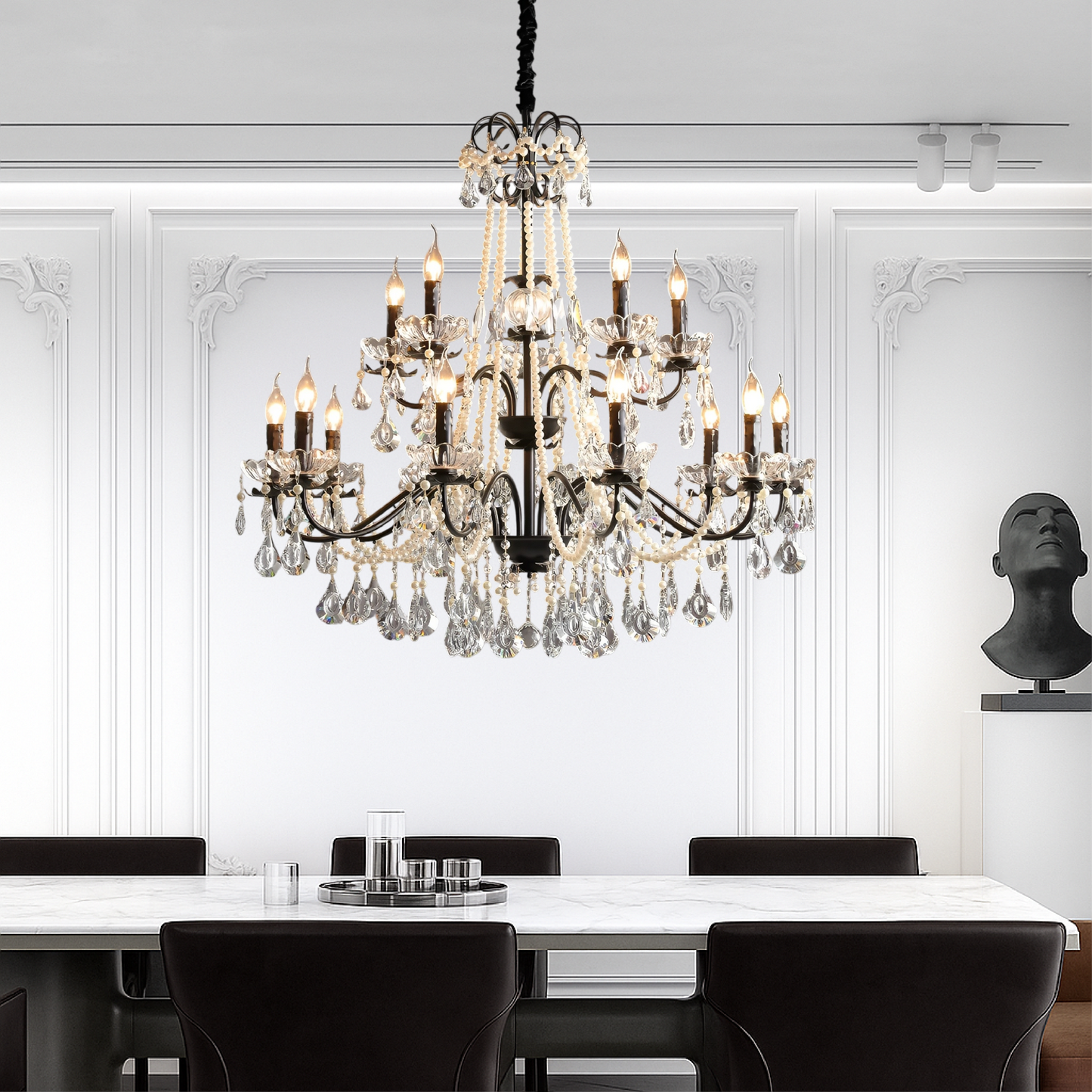 French Chandelier | Black Crystal Elegance for Modern Spaces 2