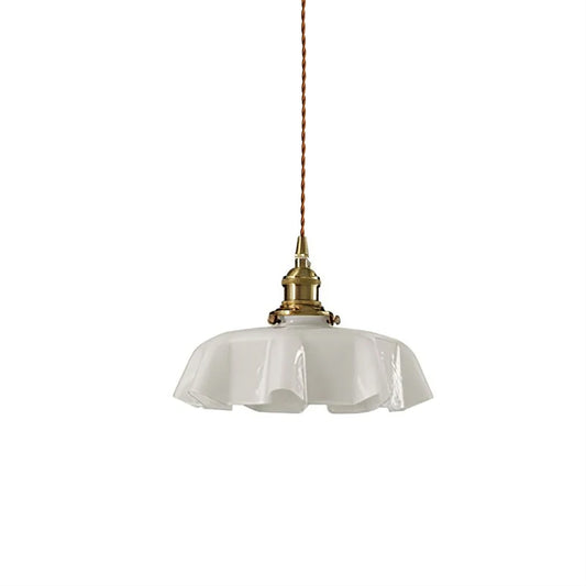 Vintage Pendant Light | Elegant Pleated Ceramic Shade for Kitchen Lighting 1