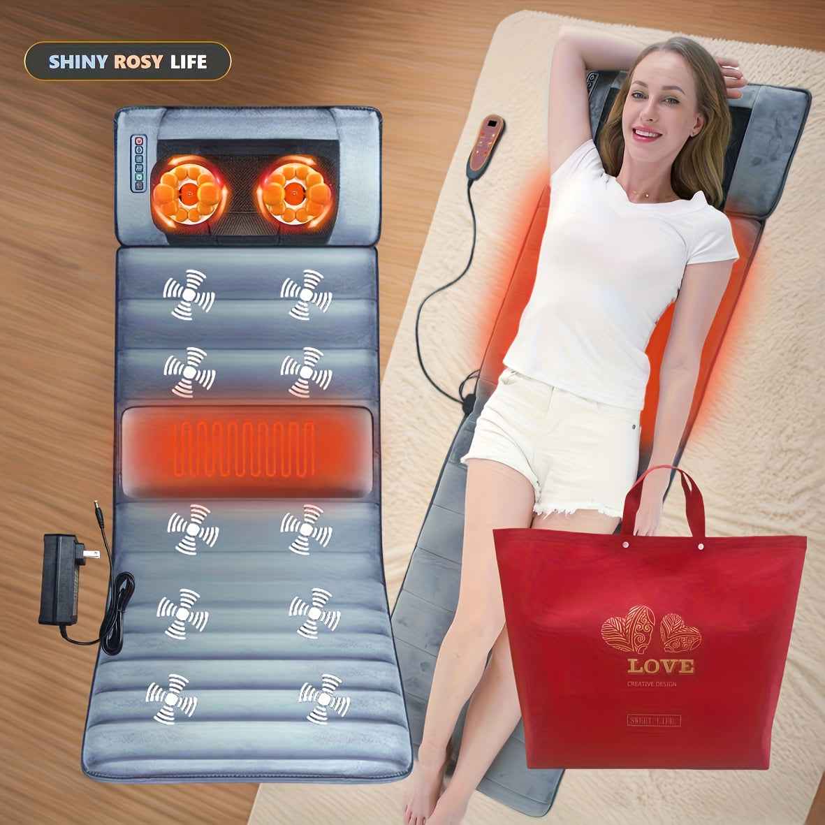 Full Body Massage Mat | Heated Vibration Therapy with Neck Kneading 2