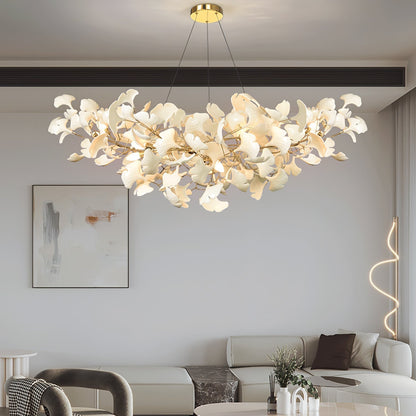 Gingko Style Chandelier | Handmade Porcelain Leaves with LED Lighting 2