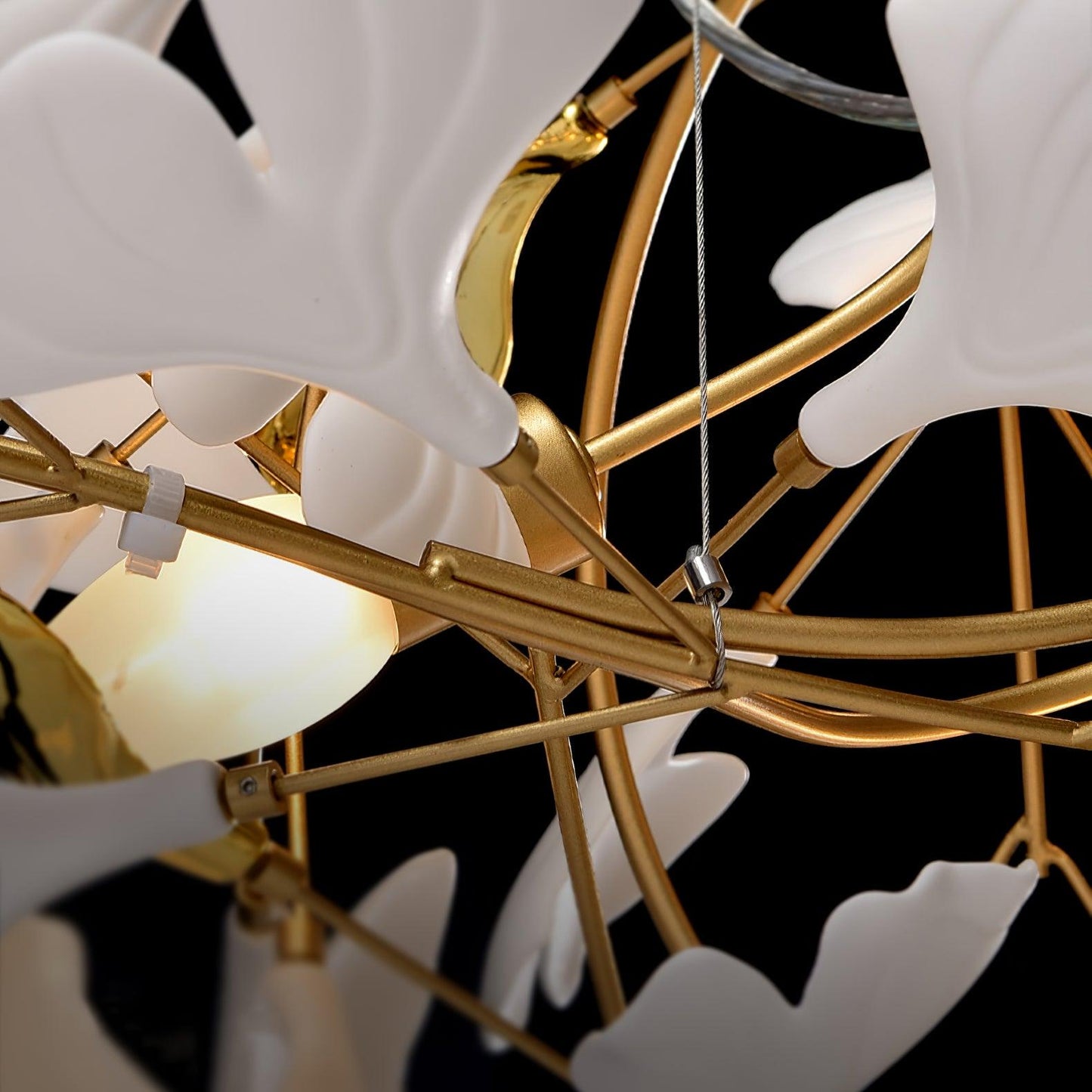 Gingko Style Chandelier | Handmade Porcelain Leaves with LED Lighting 7