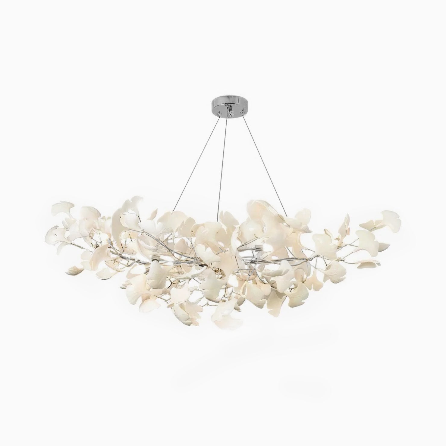 Gingko Style Chandelier | Handmade Porcelain Leaves with LED Lighting 9