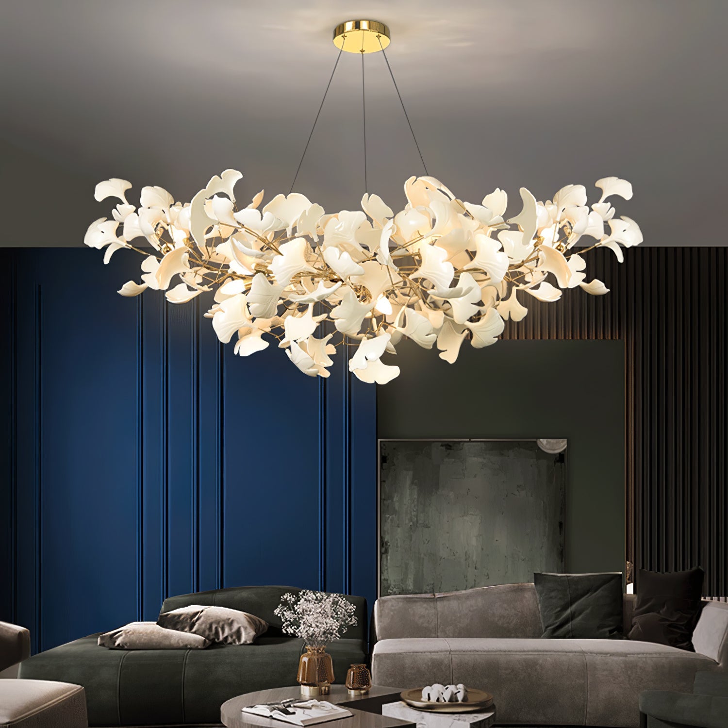 Ginkgo Chandelier | Handcrafted Ceramic Petals for Modern Dining Room 5