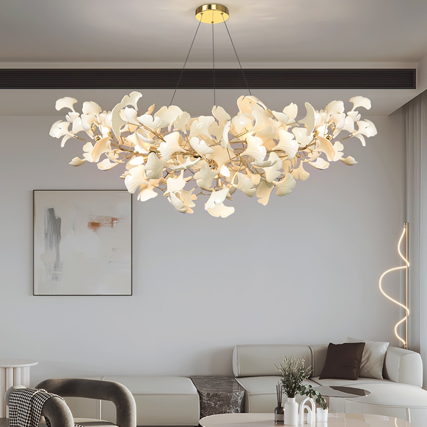 Ginkgo Chandelier | Handcrafted Ceramic Petals for Modern Dining Room 7