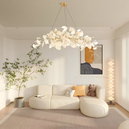 Ginkgo Chandelier | Handcrafted Ceramic Petals for Modern Dining Room Lighting 2