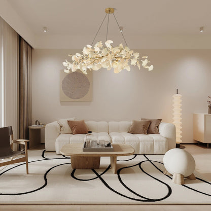 Ginkgo Chandelier | Handcrafted Ceramic Petals for Modern Dining Room Lighting 3