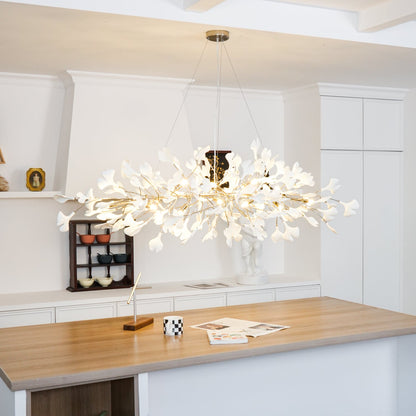 Ginkgo Chandelier | Handcrafted Ceramic Petals for Modern Dining Room Lighting 4