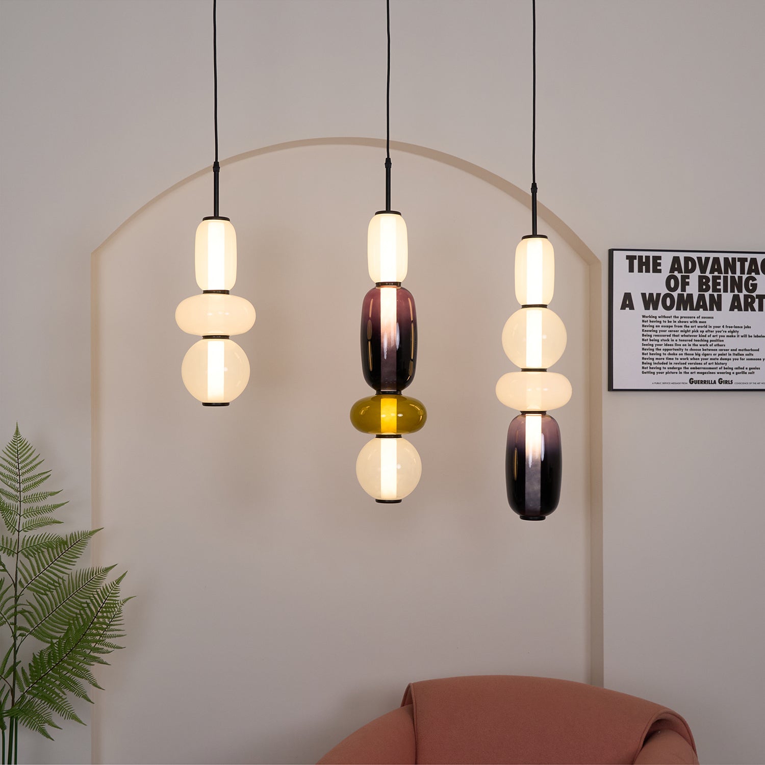 Glass Pendant Light | Dimmable Tinted Design for Versatile Spaces 5