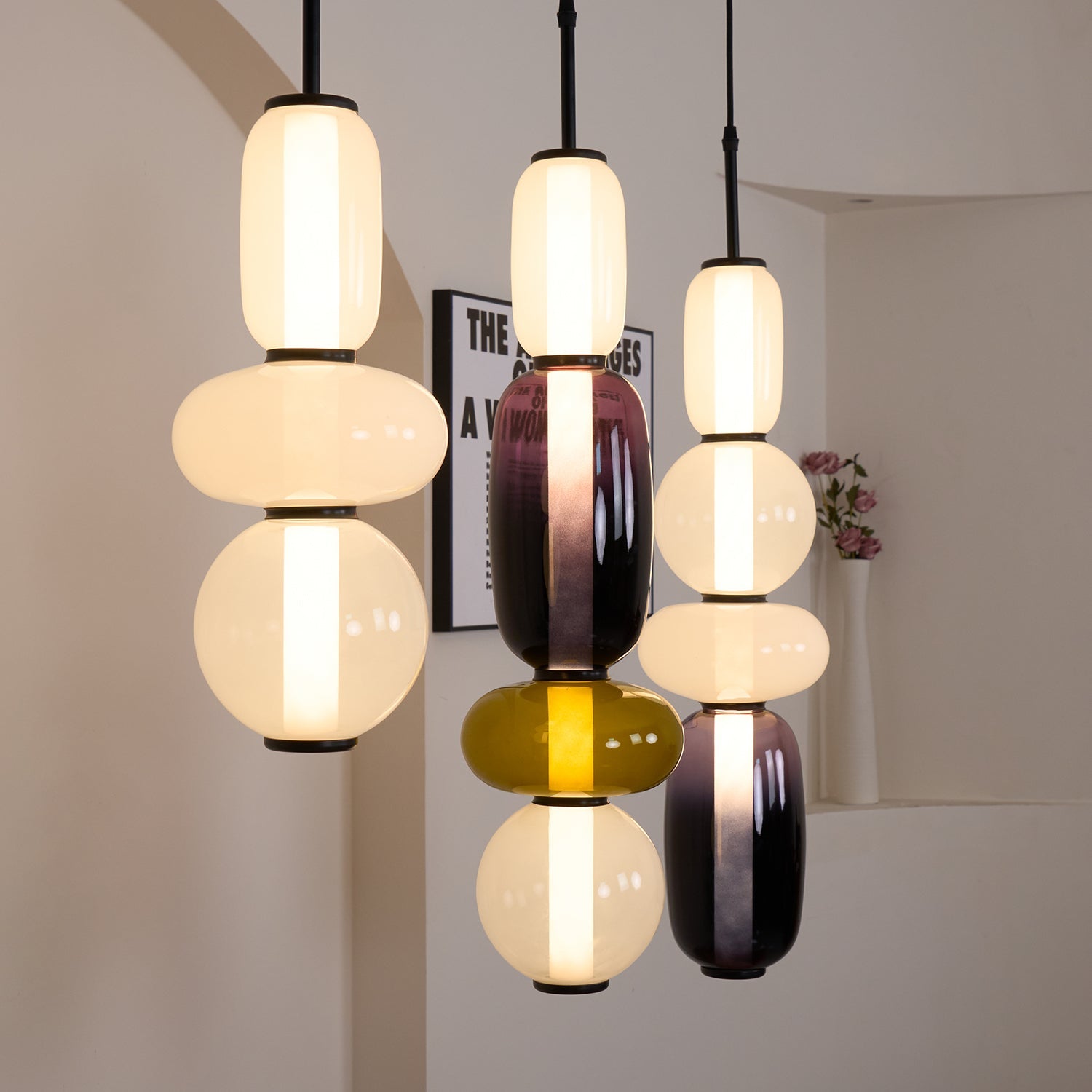 Glass Pendant Light | Dimmable Tinted Design for Versatile Spaces 6
