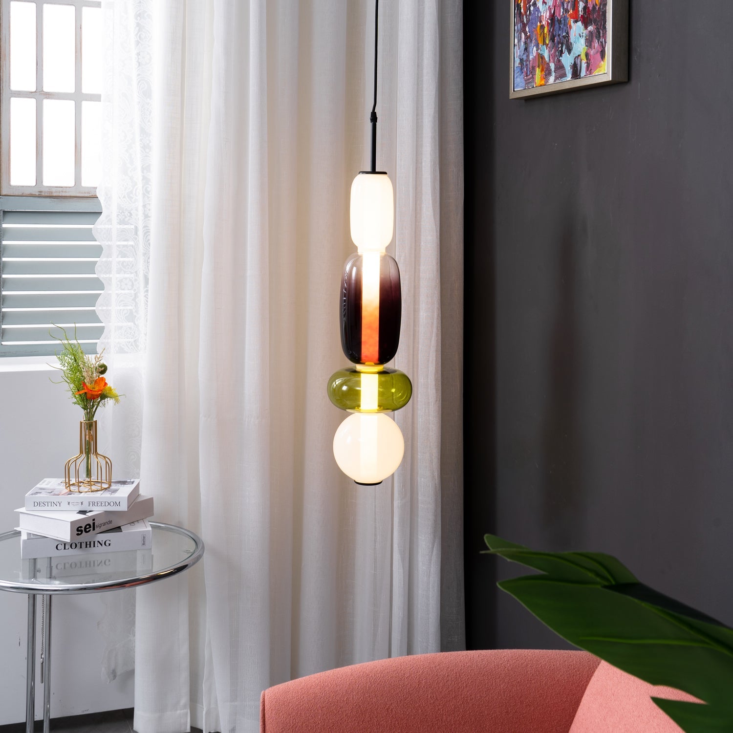 Glass Pendant Light | Dimmable Tinted Design for Versatile Spaces 9