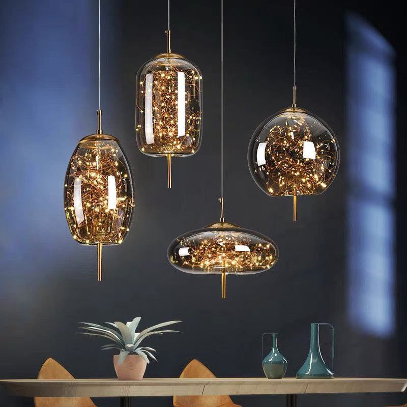 Glass Pendant Light | Modern Adjustable Kitchen Pendant Lighting with LED 9