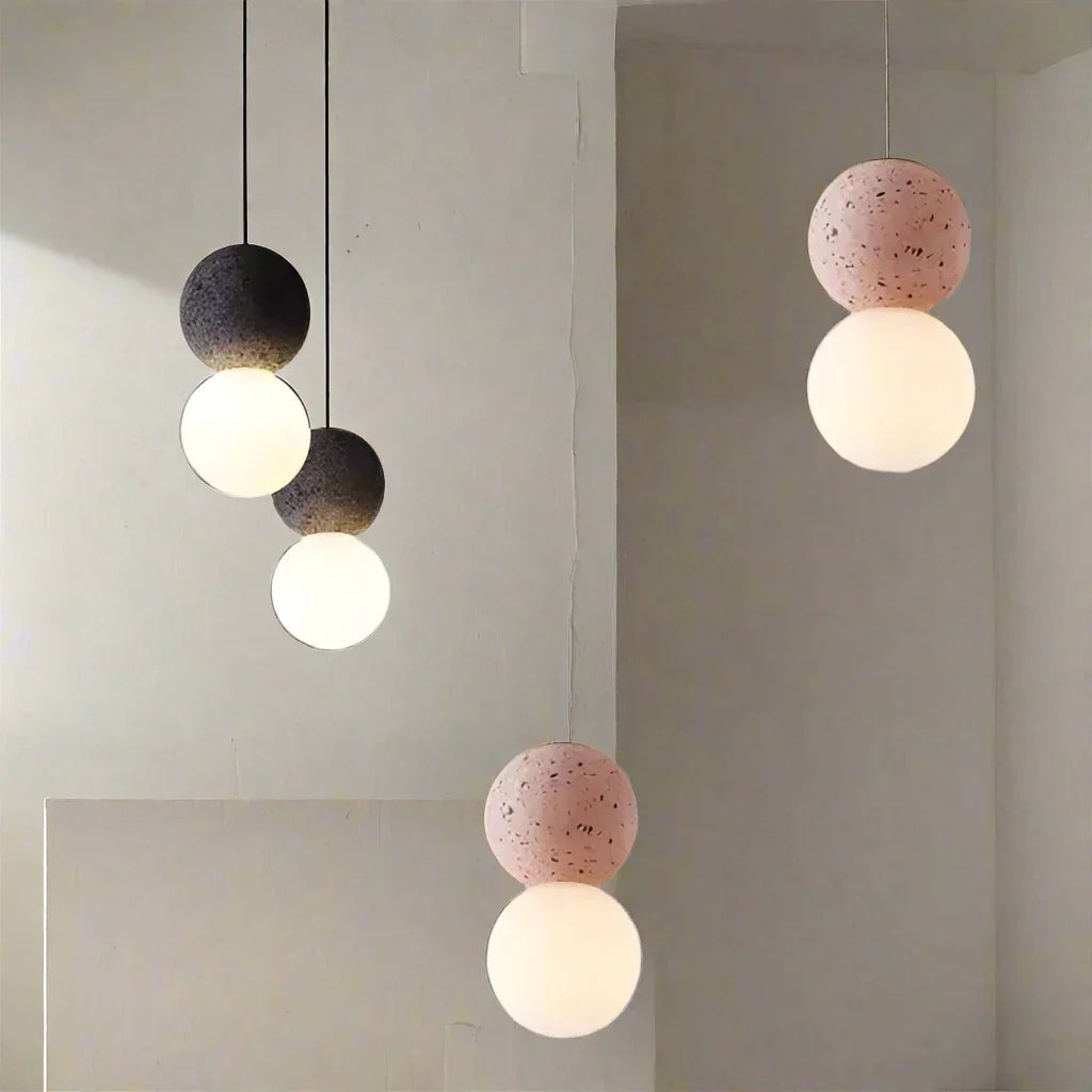 Glass Pendant Light | Unique Volcanic Rock and Opal Glass Design 7