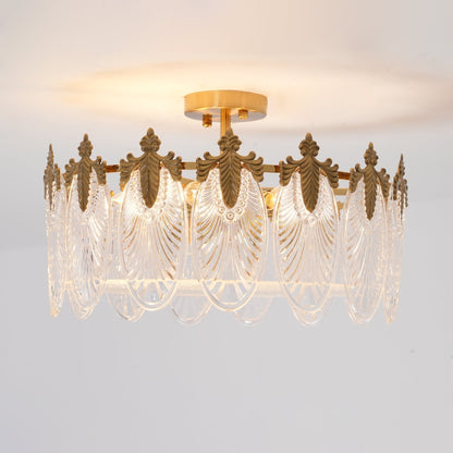 Round Glass Chandelier | Hand-formed Petals with Elegant Gold Finish 7