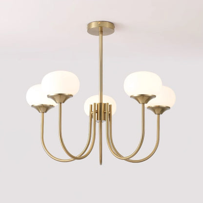 Modern Chandelier | Gold Finish with Pink Glass Shades for Dining Room 9