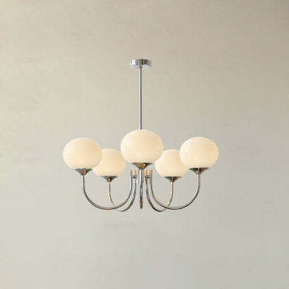 Modern Chandelier | Gold Finish with Pink Glass Shades for Dining Room 10