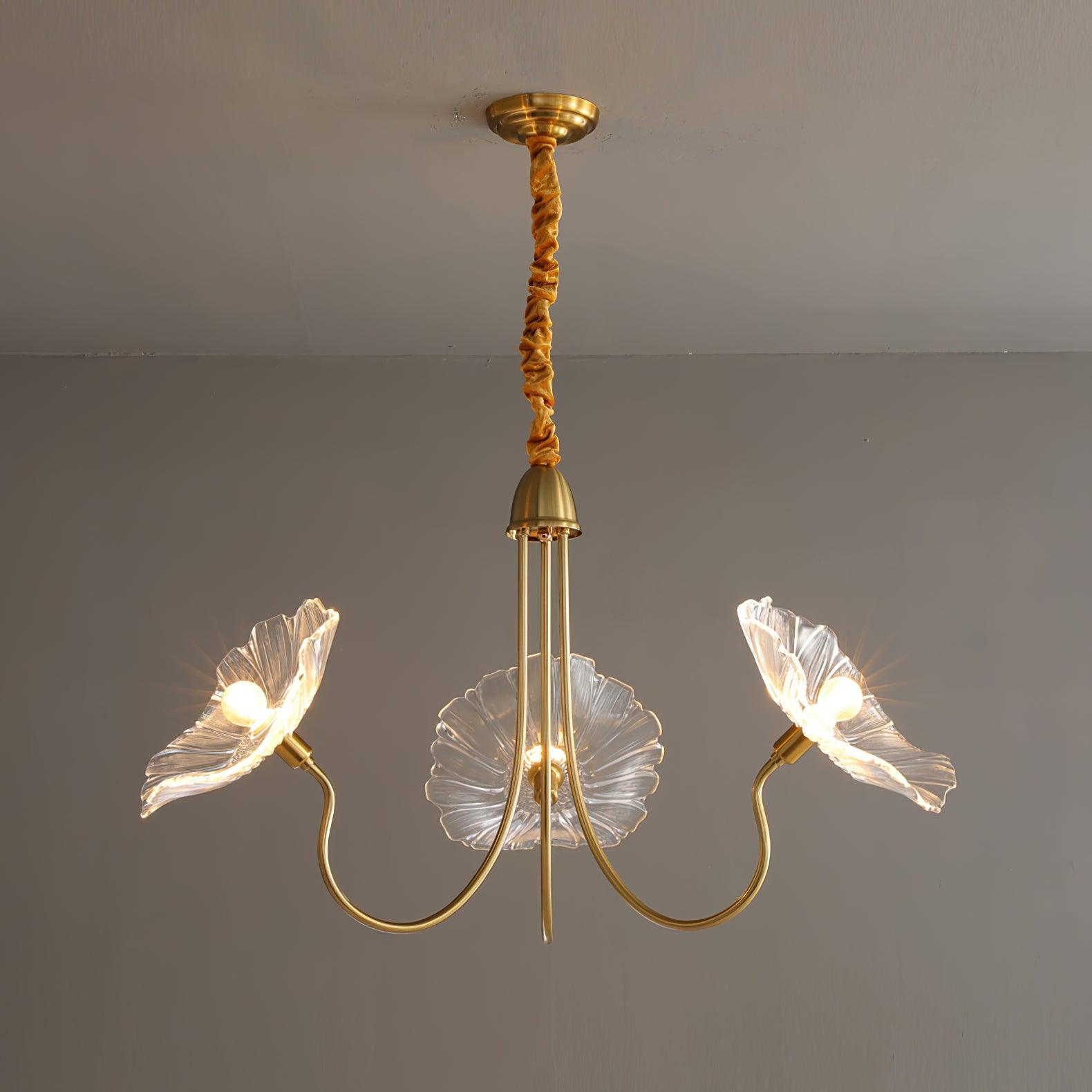 Leaf-Shaped Glass Chandelier | Elegant Frosted Design for Dining Rooms 1