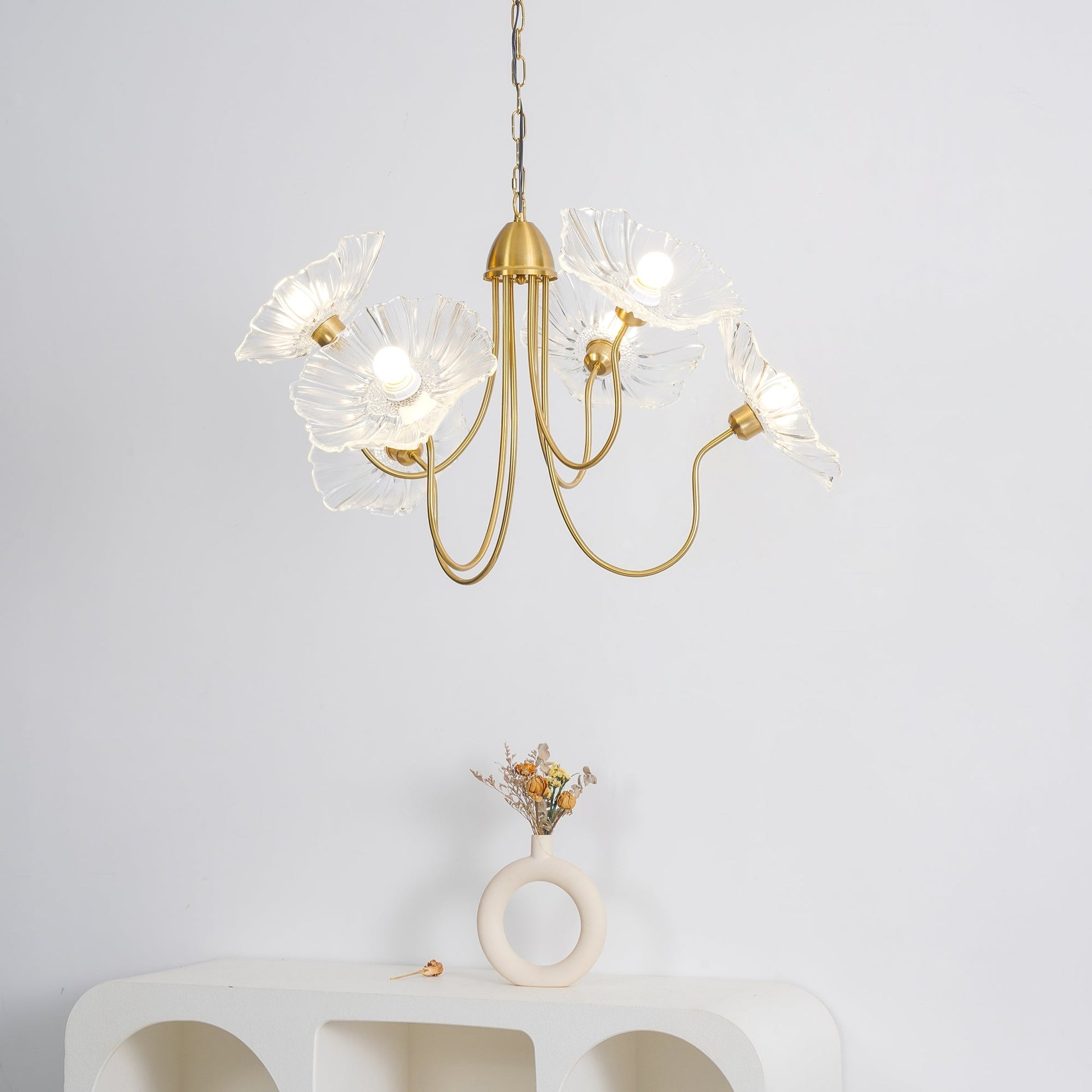 Leaf-Shaped Glass Chandelier | Elegant Frosted Design for Dining Rooms 7