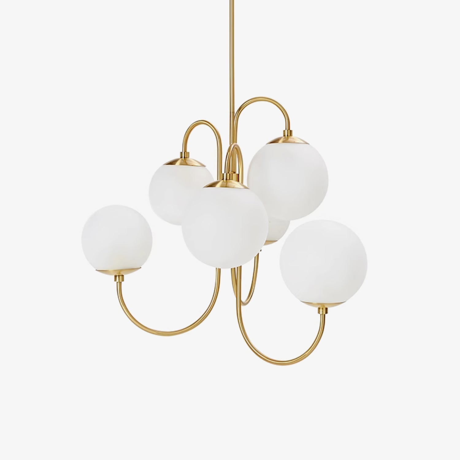 Modern Gooseneck Chandelier | Elegant Wrought Iron with Glass Shades 2
