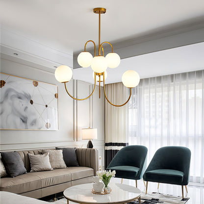 Modern Gooseneck Chandelier | Elegant Wrought Iron with Glass Shades 5