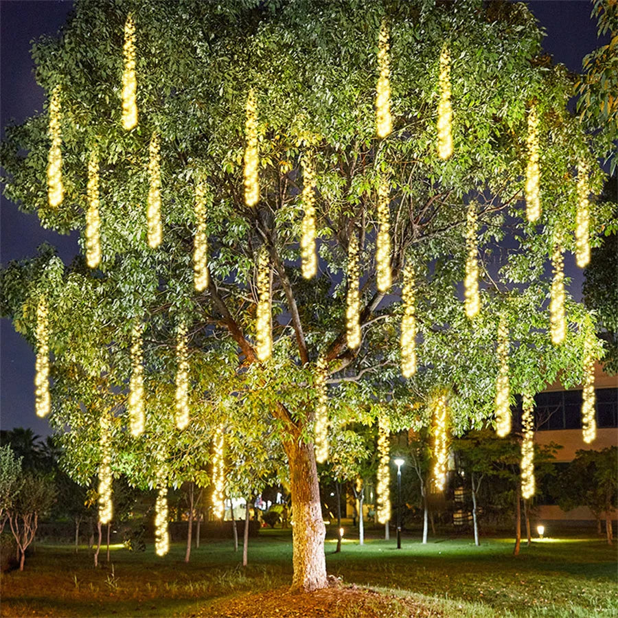 Hanging LED String Lights | Meteor Shower Effect for Outdoor Decor 6