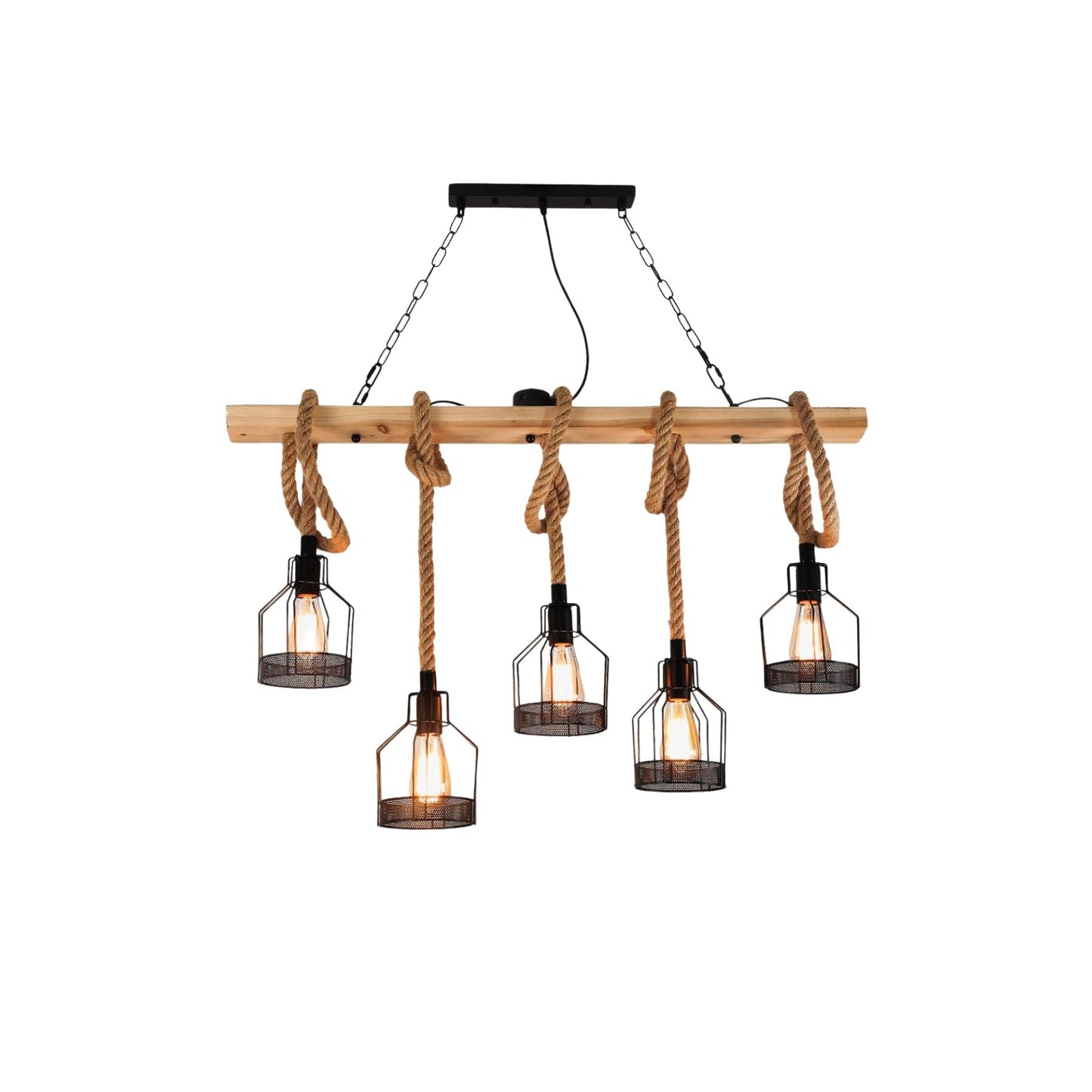 Industrial Pendant Light | Durable Hemp Rope and Iron Design 1