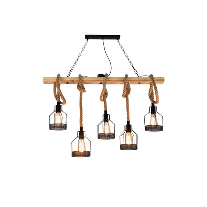 Industrial Pendant Light | Durable Hemp Rope and Iron Design 1