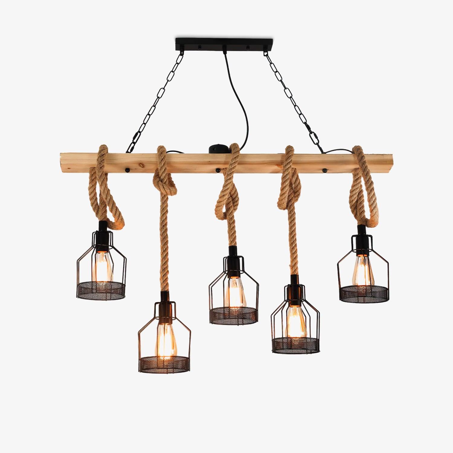 Industrial Pendant Light | Durable Hemp Rope and Iron Design 2