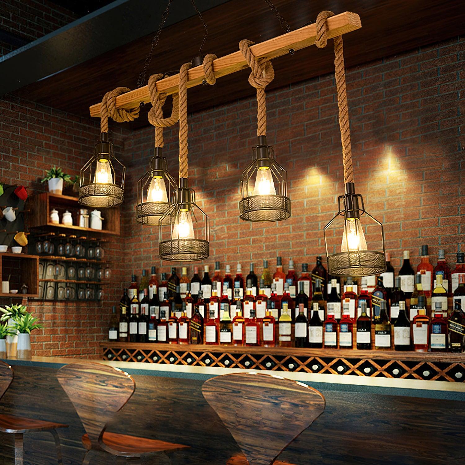 Industrial Pendant Light | Durable Hemp Rope and Iron Design 4