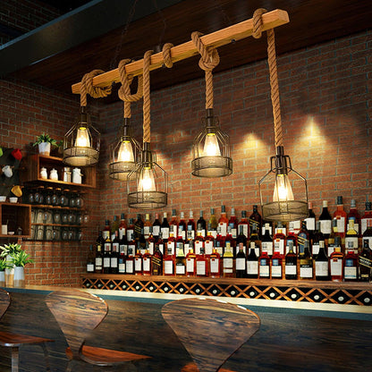 Industrial Pendant Light | Durable Hemp Rope and Iron Design 4