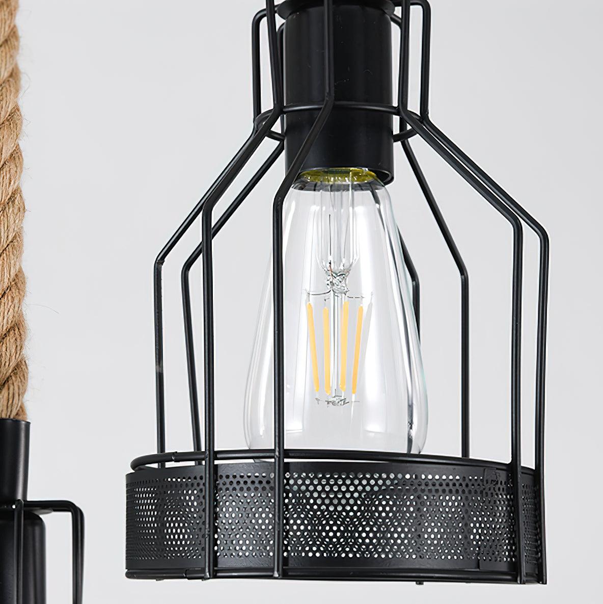 Industrial Pendant Light | Durable Hemp Rope and Iron Design 8