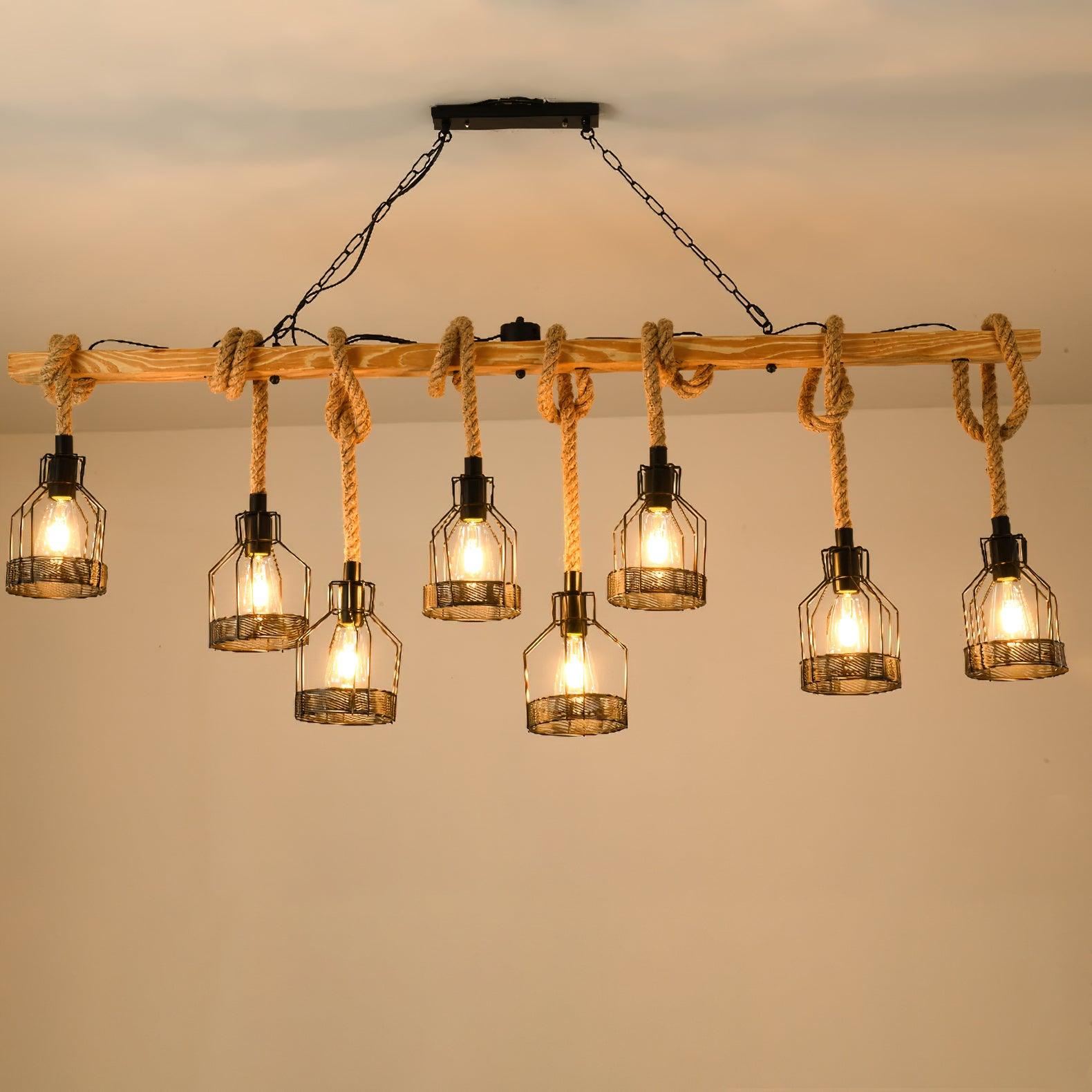 Industrial Pendant Light | Durable Hemp Rope and Iron Design 9